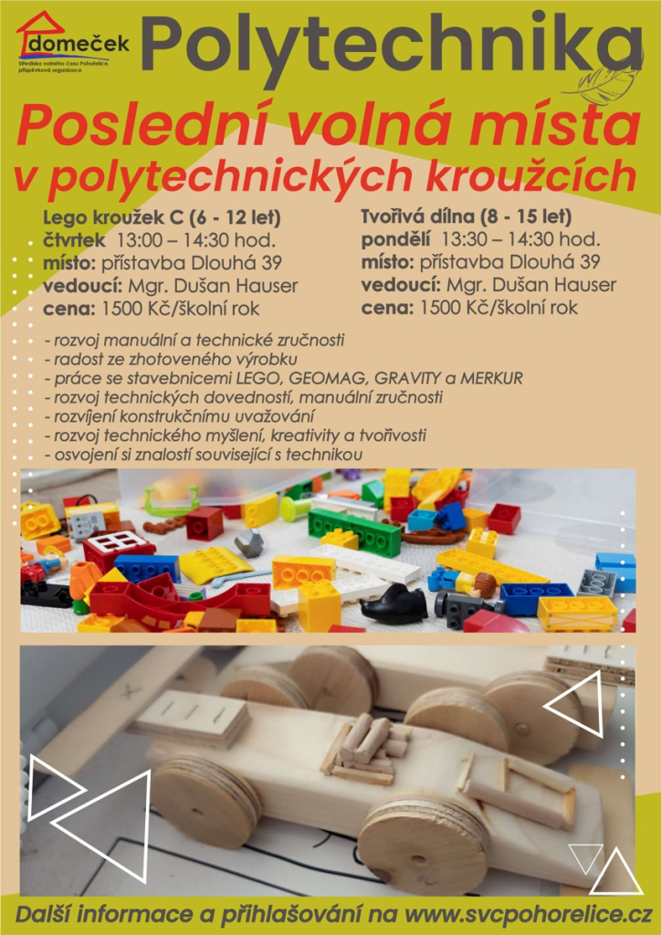 Poslední volná místa v polytechnických kroužcích.