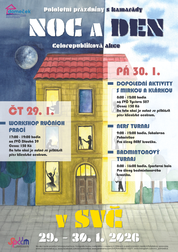 Pololetní prázdniny s kamarády: Noc a den na SVČ