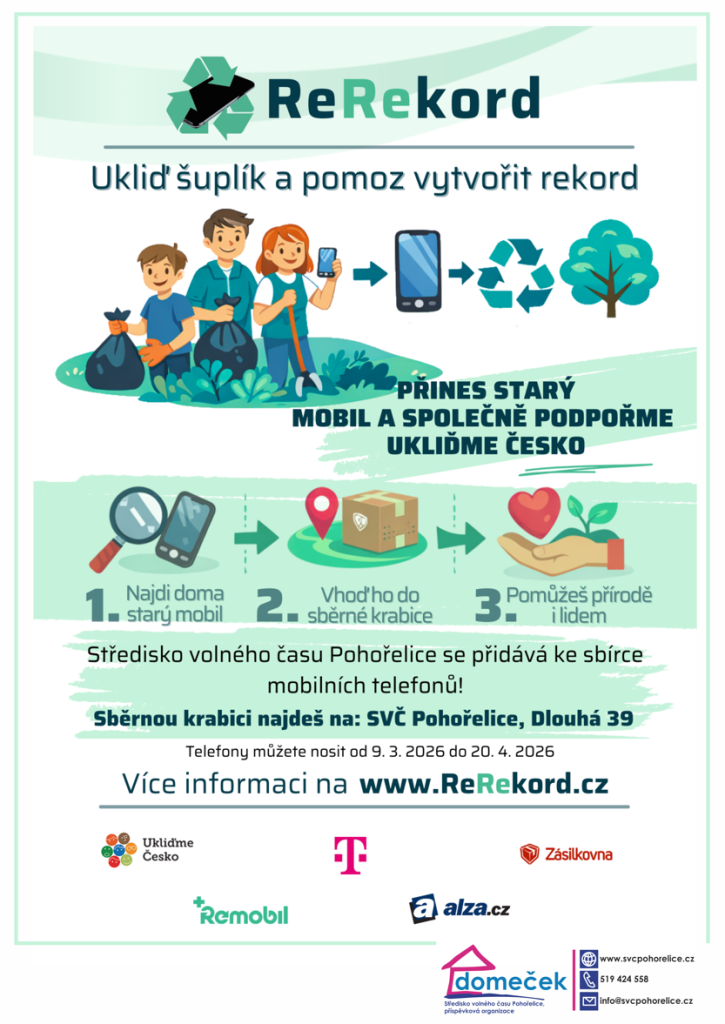 Máš doma nefunkční starý mobil? Přines jej na SVČ a přispěj tak k akci Ukliďme Česko.